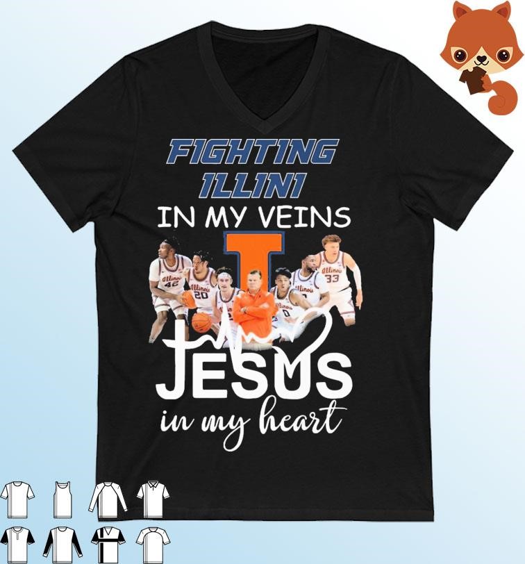 Fighting Illini Men's Basketball In My Veins Jesus In My Heart Shirt