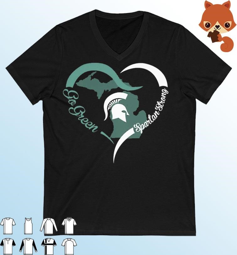Go Green Spartan Strong Heart State Shirt