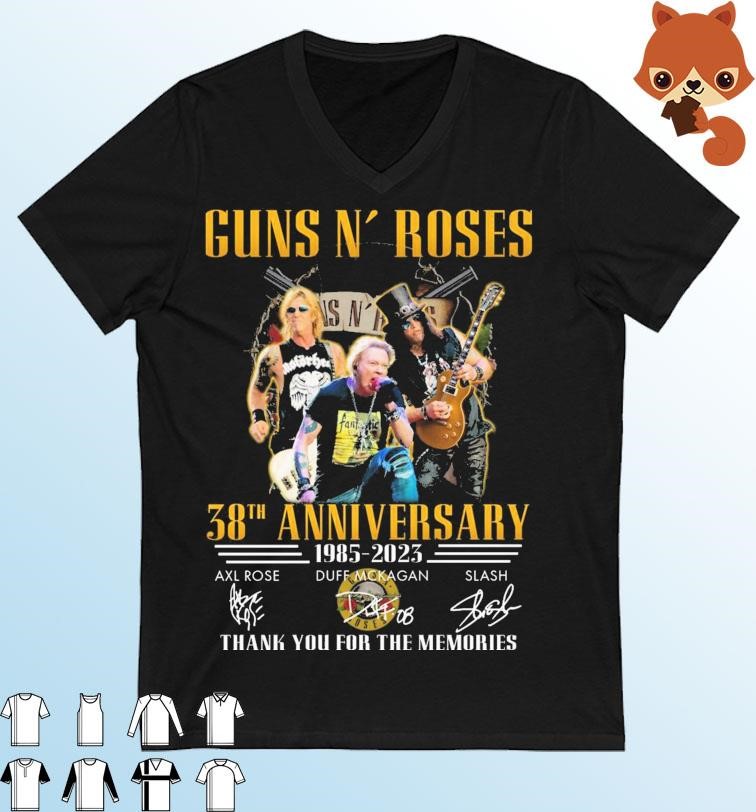 Guns N' Roses 38th Anniversary 1985-2023 Thank You For The Memories Signatures Shirt