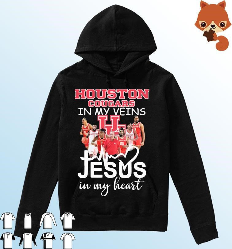 Houston Cougars In My Veins Jesus In My Heart Shirt Hoodie.jpg