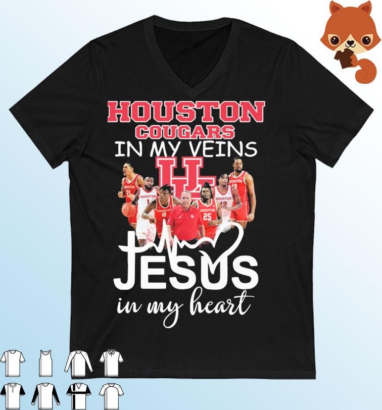Houston Cougars In My Veins Jesus In My Heart Shirt