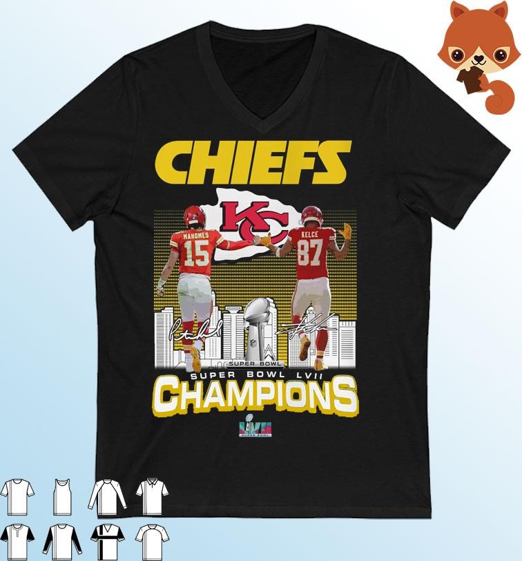 Kansas City Chiefs Patrick Mahomes And Travis Kelce Super Bowl LVII Champions Signatures Shirt