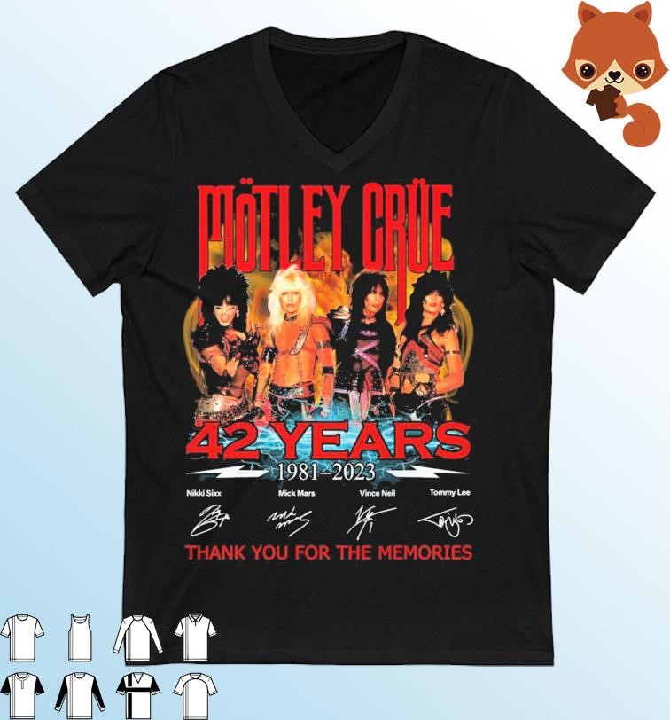 Motley Crue 42 Years 1981-2023 Thank You For The Memories Signature Shirt