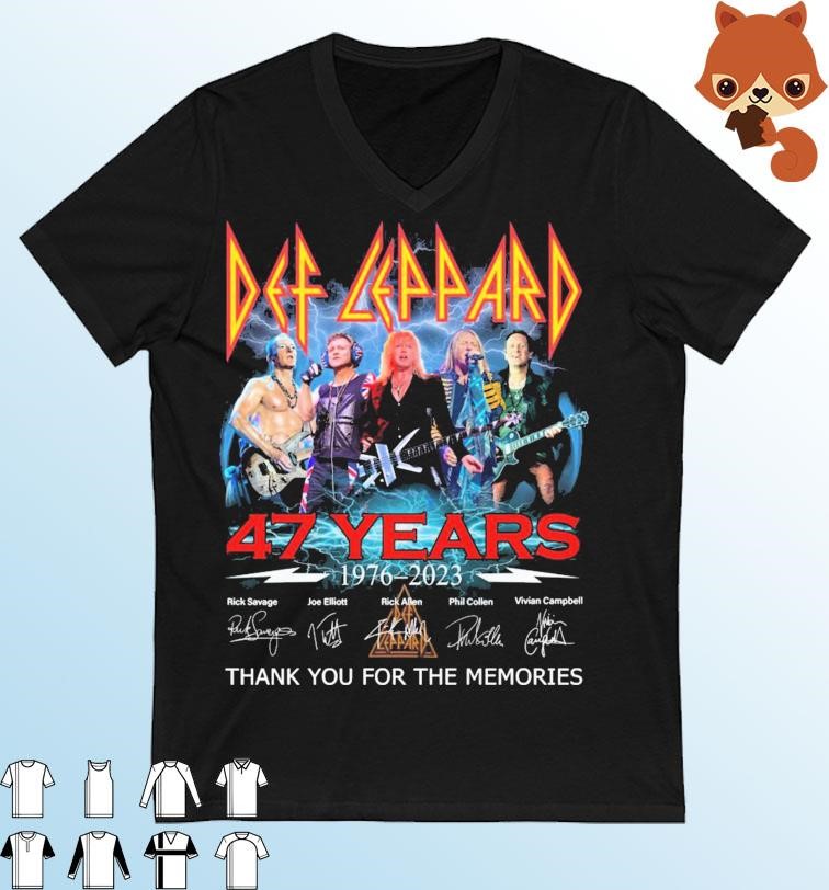 Official Def Leppard 47 Years 1976-2023 Thank You For The Memories Signature Shirt
