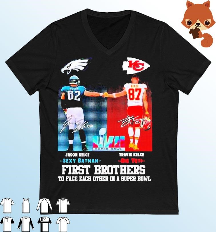 Sexy Batman Jason Vs Big Yeti Travis Kelce First Brothers To Face Each Other In A Super Bowl Signatures Shirt