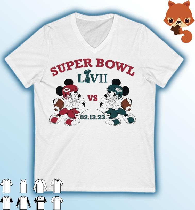 Super Bowl LVII 2023 Mickey Mouse Phi Eagles Vs KC Chiefs Shirt