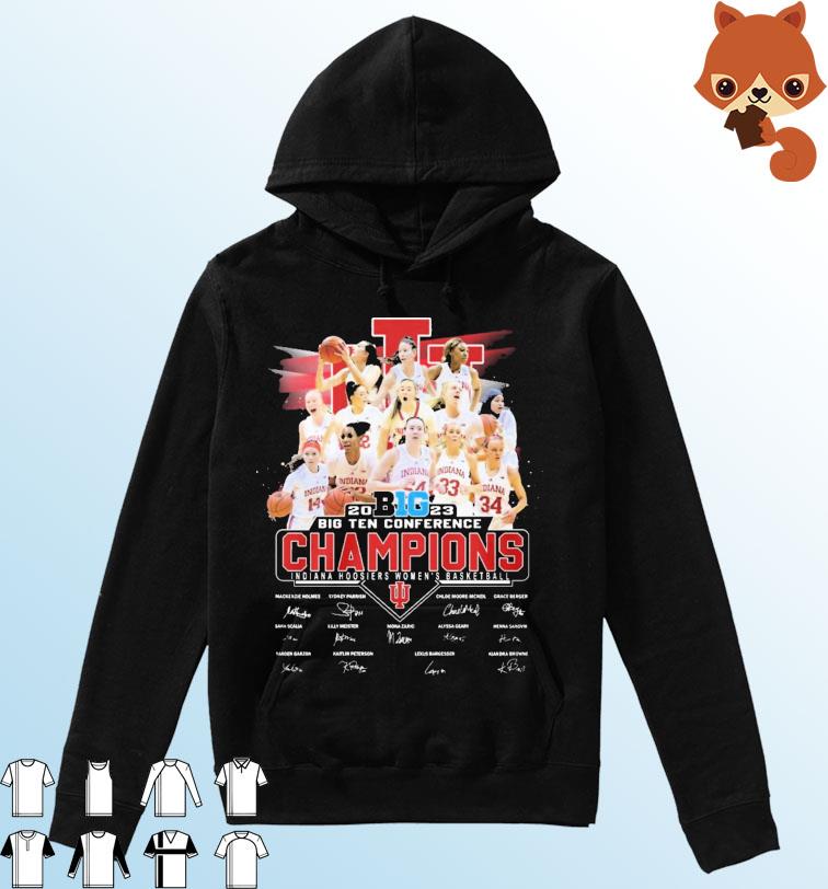 Big 10 Conference Champions 2023 Indiana Hoosiers Women's Basketball Signatures Shirt Hoodie