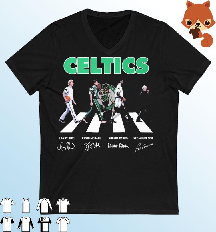 Boston Celtics Abbey Road Larry Bird Kevin Mchale Robert Parish And Red Auerbach Signatures Shirt