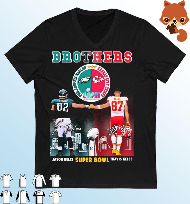 Brothers Jason Kelce And Travis Kelce Super Bowl LVII Signatures Shirt