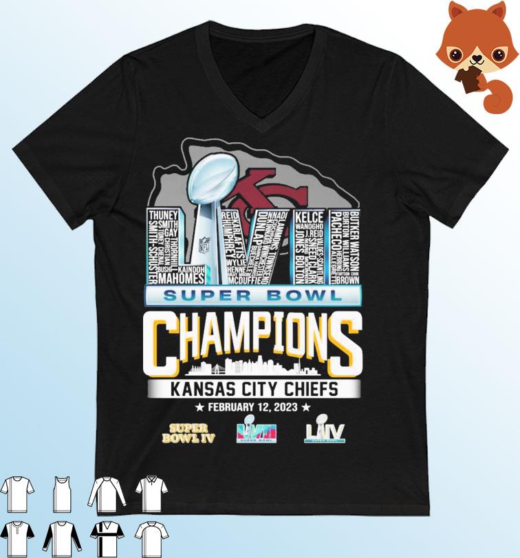 LVII Super Bowl Champions Kansas City chiefs Skyline Players Name shirt