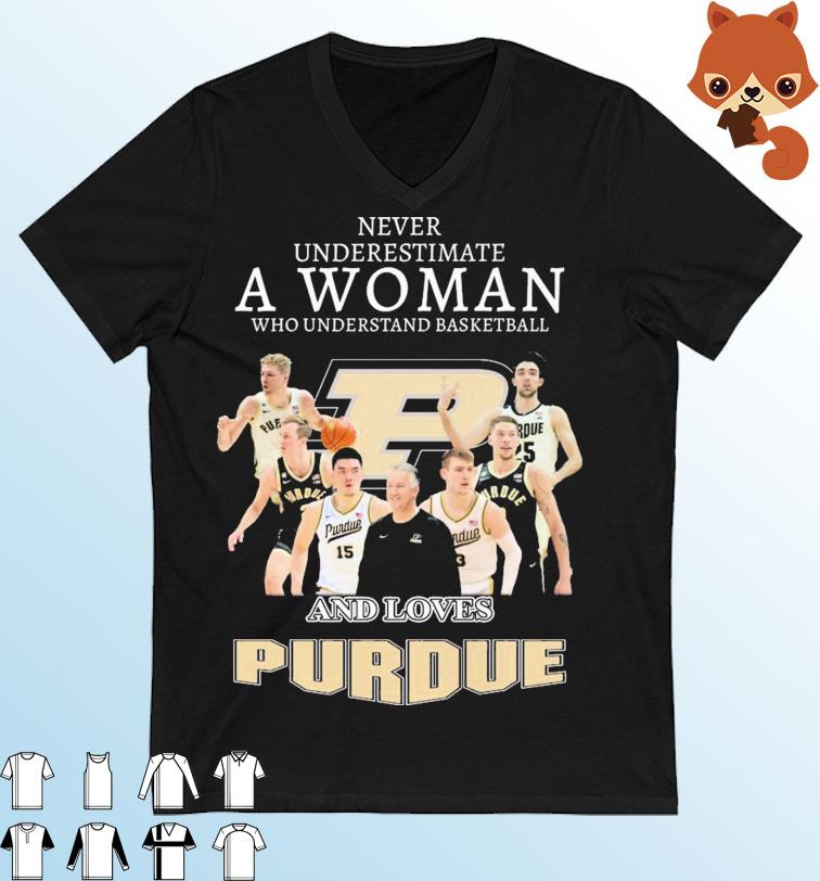 Never Underestimate A Woman Who Understands Basketball And Loves Purdue Boilermakers Basketball 2023 Big Ten Champions Shirt