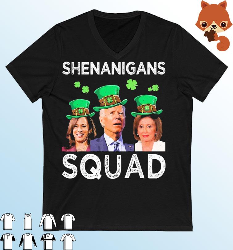 Shenanigans Squad Anti Biden Shamrock St Patrick's Day Funny T-Shirt