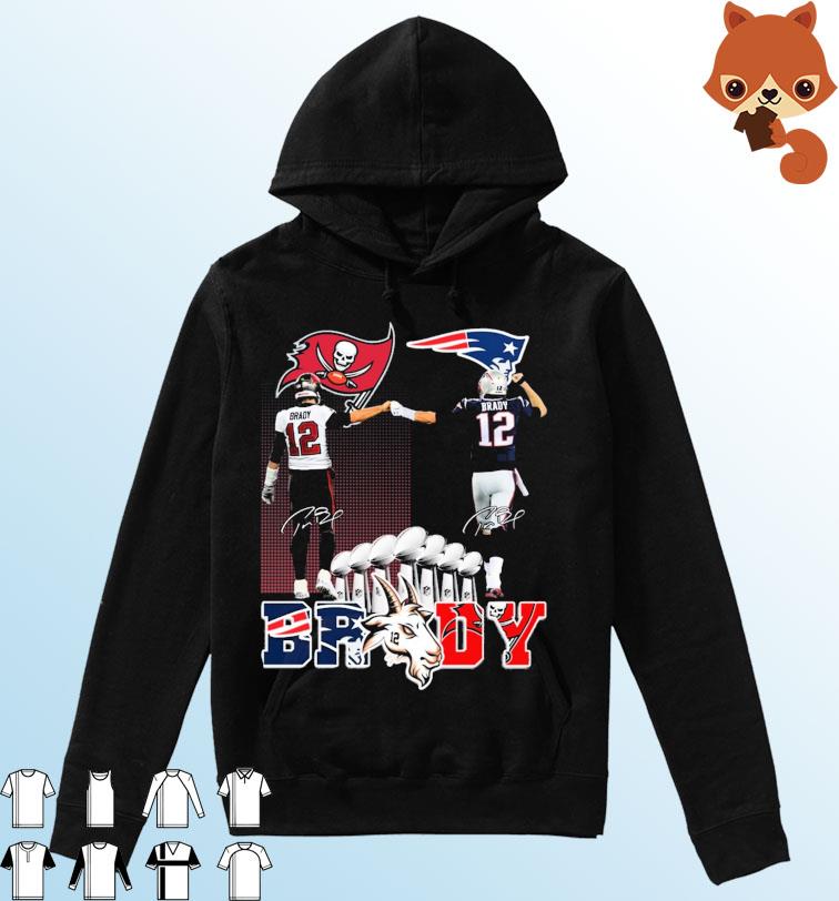 Tom Brady Goat Tampa Bay Buccaneers And New England Patriots Signature Shirt Hoodie
