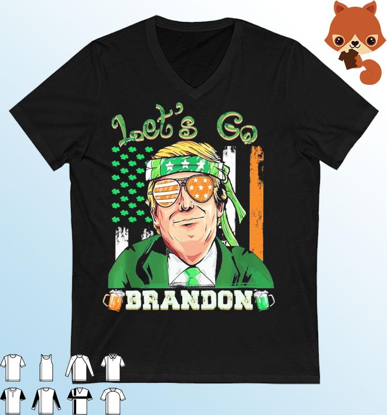 Trump Let's Go Brandon Shamrock Happy St Patrick Day Flag Shirt