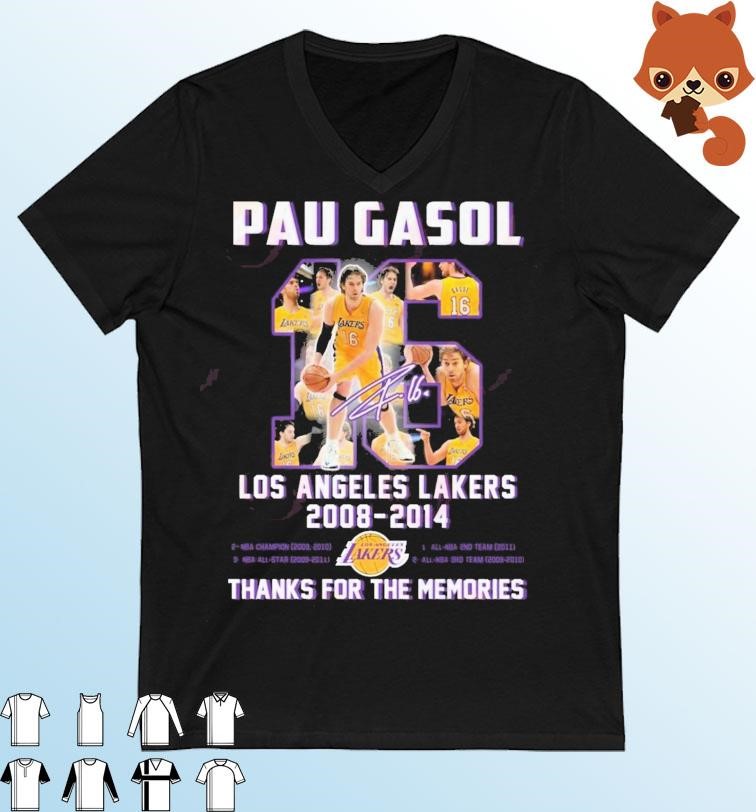 16 Pau Gasol Los Angeles Lakers 2008 – 2014 Thanks For The Memories Signature Shirt