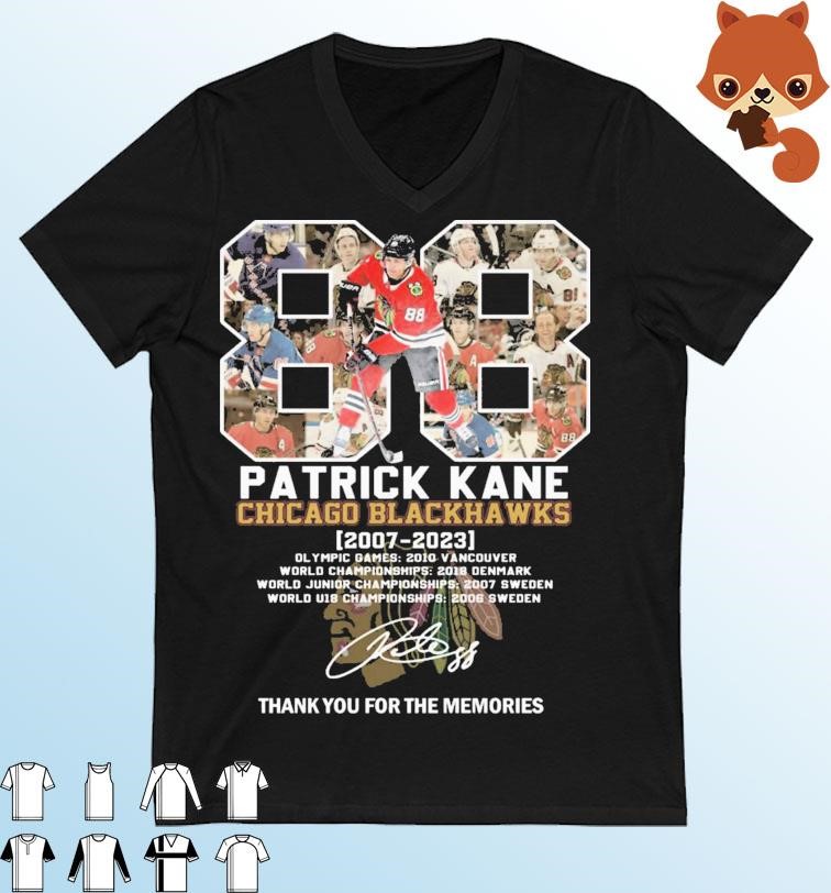 16 Years Patrick Kane Chicago Blackhawks 2007-2023 Thank You For The Memories Signatures Shirt