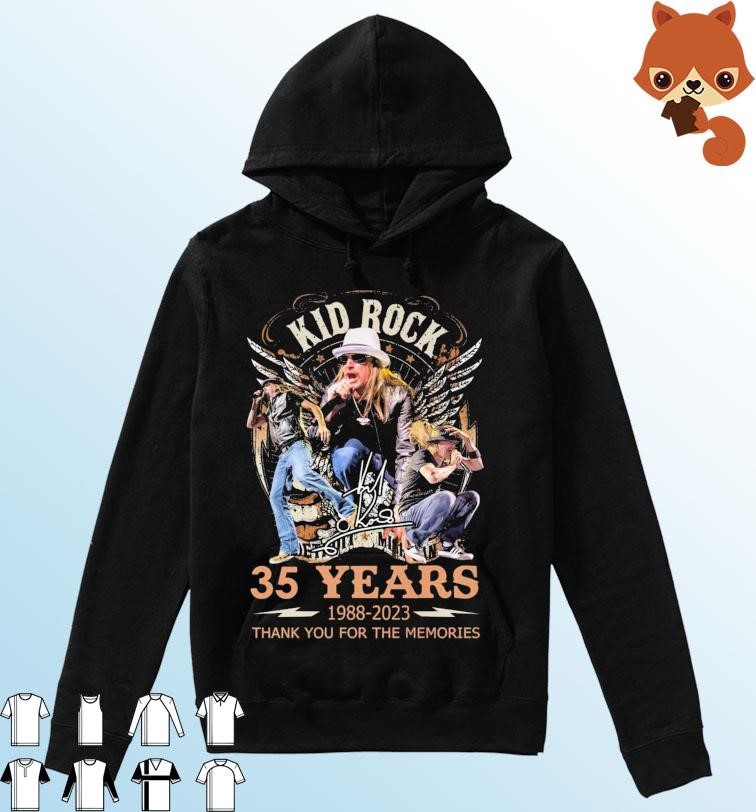 35 Years 1988-2023 Kid Rock Thank You For The Memories Signatures Shirt Hoodie.jpg