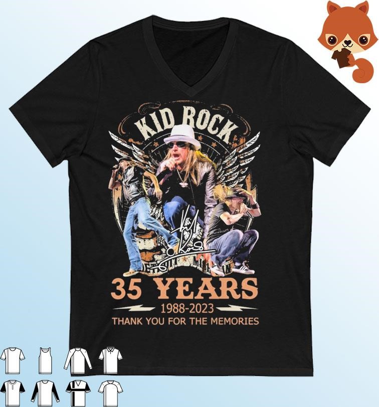 35 Years 1988-2023 Kid Rock Thank You For The Memories Signatures Shirt