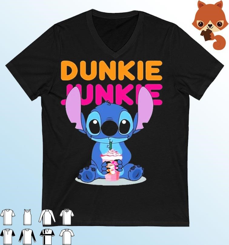 Baby Stitch Drinking Dunkin' Donuts Dunkie Shirt
