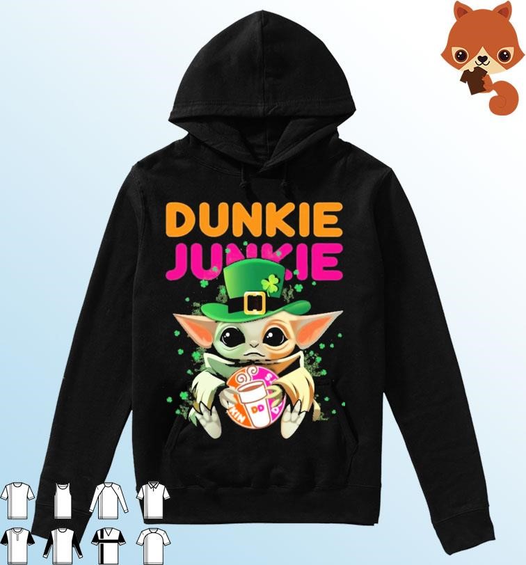 Baby Yoda Hug Dunkin' Donuts St Patrick's Day Shirt Hoodie.jpg
