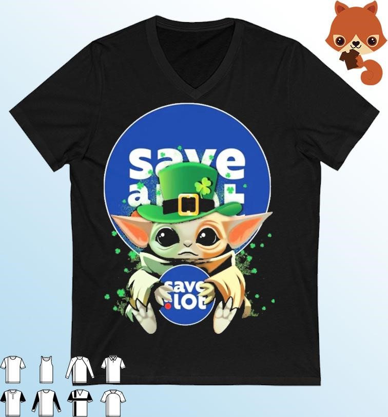 Baby Yoda Hug Save-A-Lot Logo St Patrick's Day Shirt