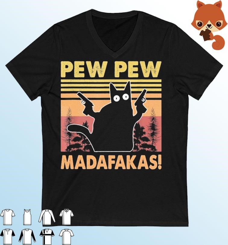Cat Vintage Pewpewpew Madafakas Cat Crazy Pew Vintage Funny T shirt