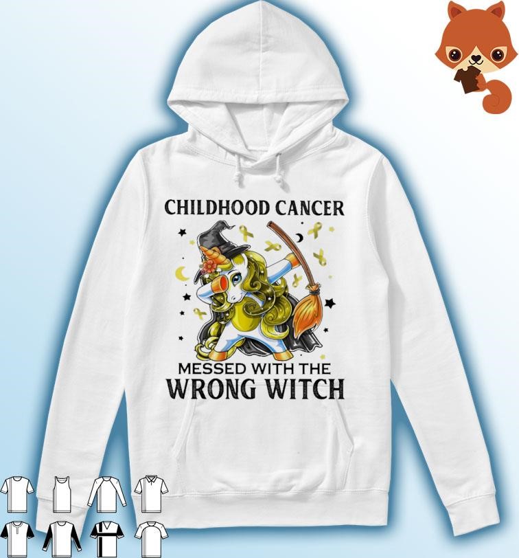 Dabbing Unicorn Childhood Cancer Messed With The Wrong Witch Shirt Hoodie.jpg