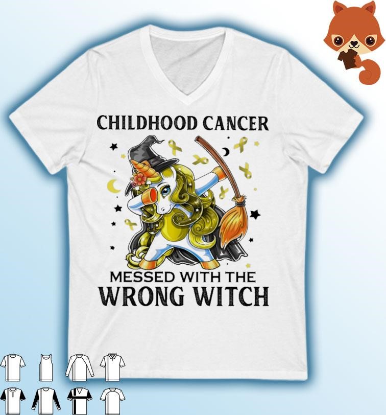 Dabbing Unicorn Childhood Cancer Messed With The Wrong Witch Shirt