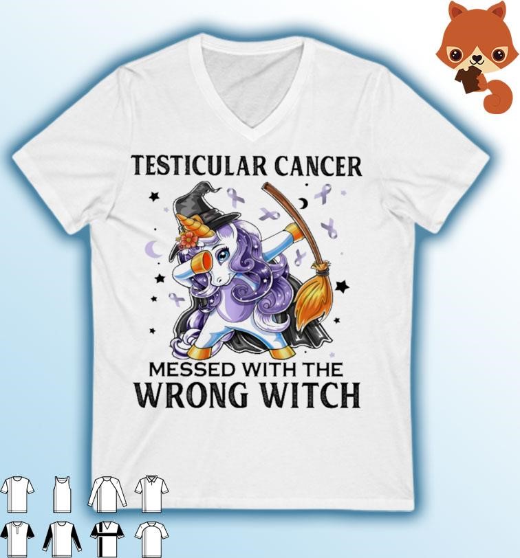 Dabbing Unicorn Testicular Cancer Messed With The Wrong Witch Shirt