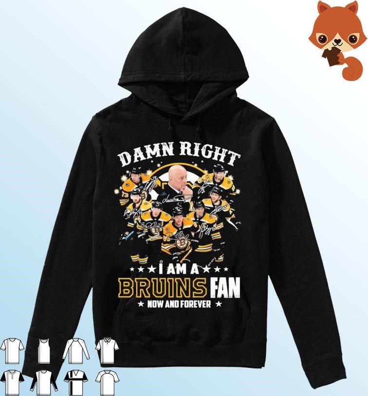 Damn Right I Am A Bruins Hockey 2023 Fan Now And Forever Signatures Shirt Hoodie.jpg