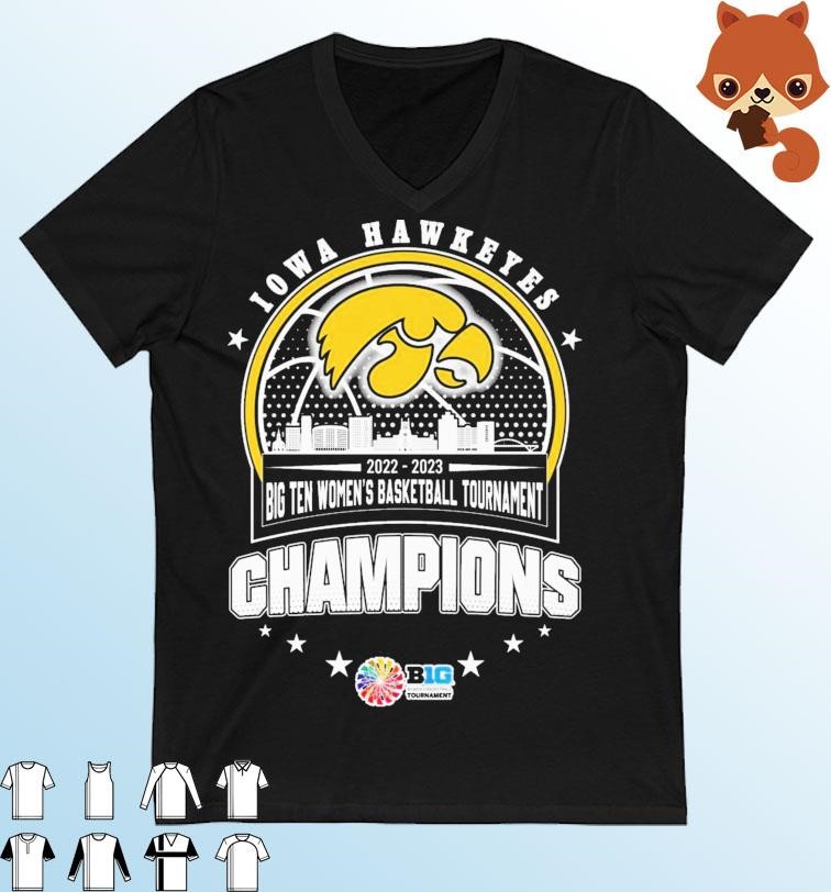 Iowa Hawkeyes 2022-2023 Big Ten Women’s Basketball Tournament Champions Skyline Shirt