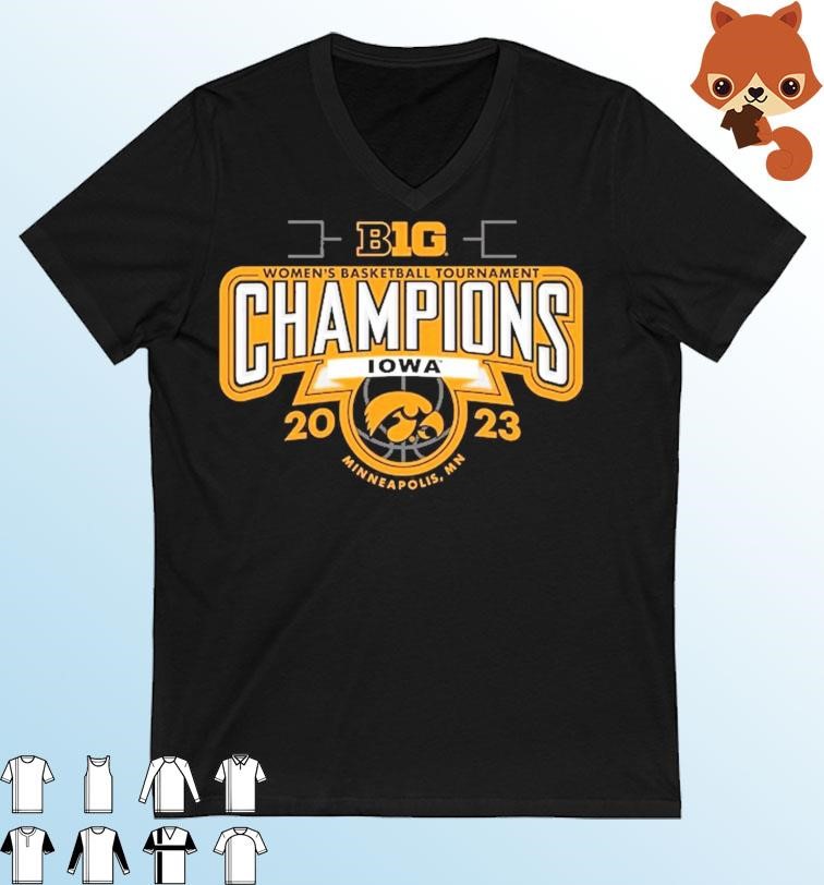 Iowa Hawkeyes 2023 Big Ten Women’s Basketball Conference Tournament Champions Locker Room T-Shirt