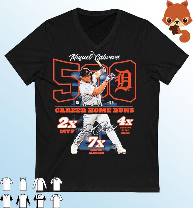 Miguel Cabrera Detroit Tigers 500 Carrer Home Runs 2x Mvp, 7x Silver Slugger, 4x Batting Title Champ Signature Shirt