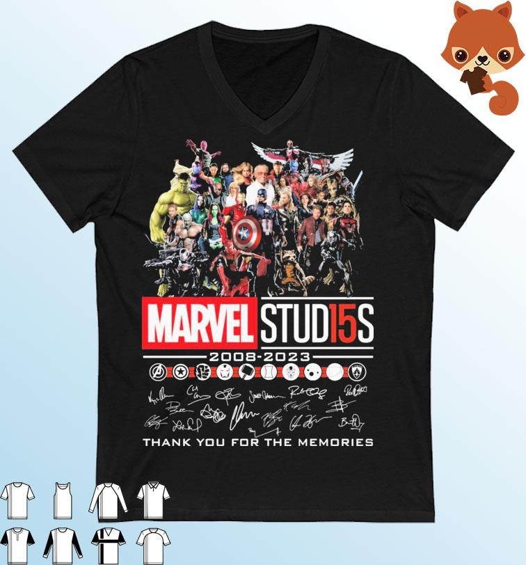 Official Marvel Studios Characters 2008-2023 Thank You For The Memories Signature Shirt