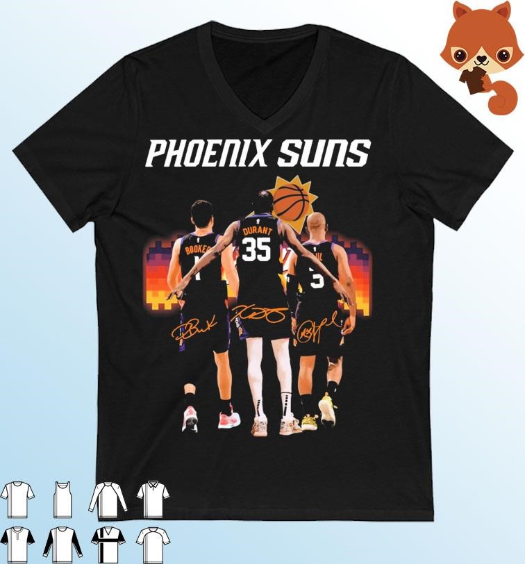 Phoenix Suns Devin Booker, Kevin Durant and Chris Paul 2023 signatures shirt