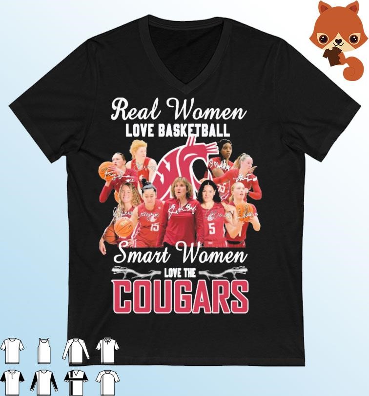 Real Women Love Basketball Smart Women Love The Washington State Cougars Signatures Shirt