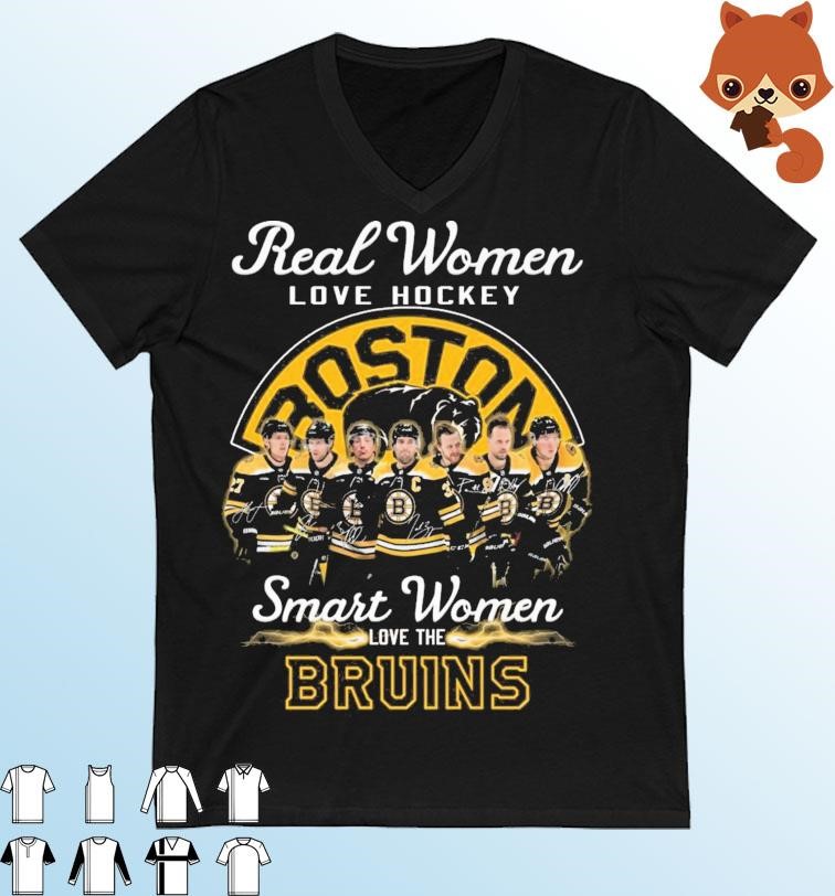 Real Women Love Hockey Smart Women Love The Boston Bruins 2023 Signatures Shirt