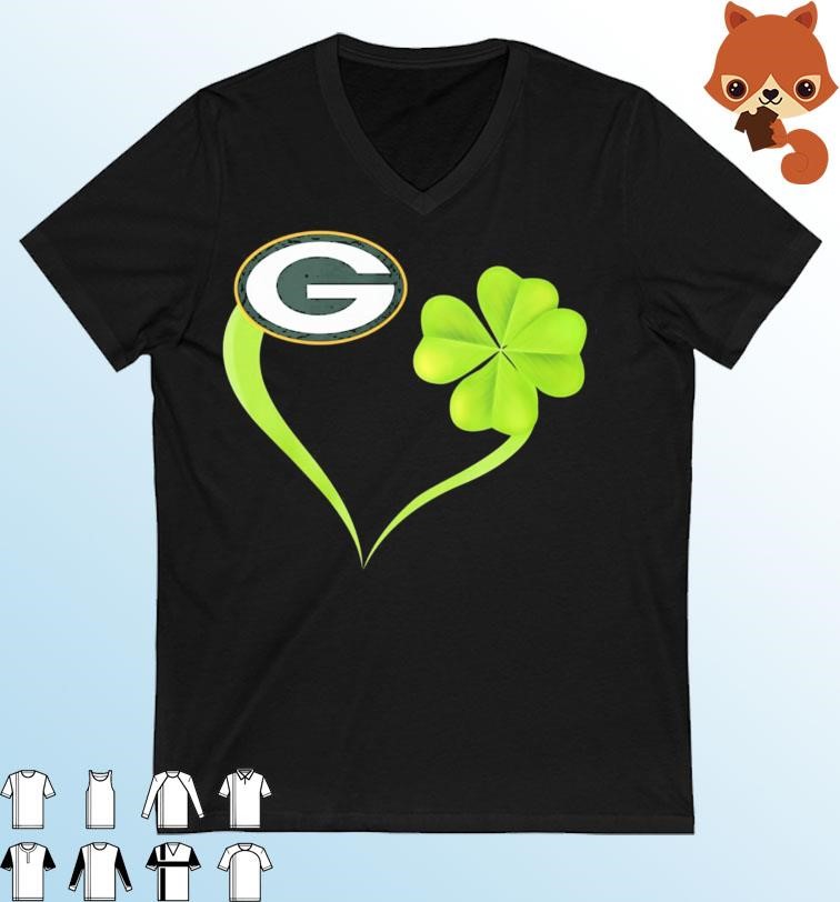 St Patrick's Day Shamrock Heart Green Bay Packers Shirt