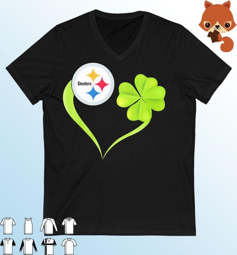 St Patrick's Day Shamrock Heart Pittsburgh Steelers Shirt