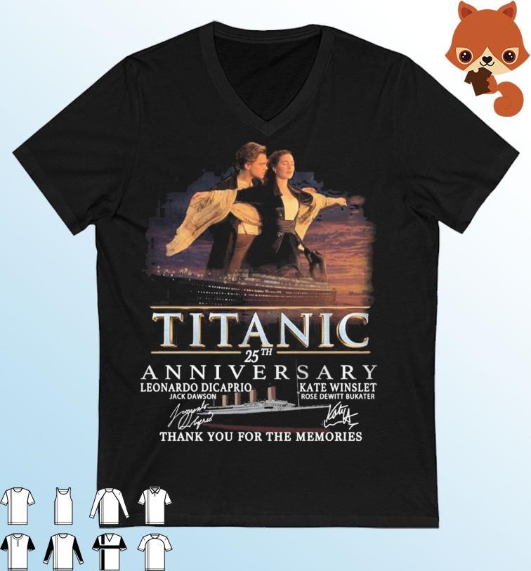Titanic 25th Anniversary Leonardo Dicaprio And Kate Winslet Signatures Shirt