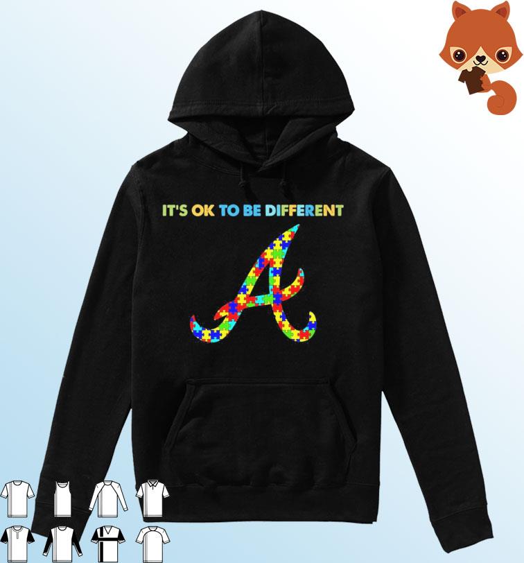 Atlanta Braves It's Ok To Be Different Autism Awareness Shirt Hoodie