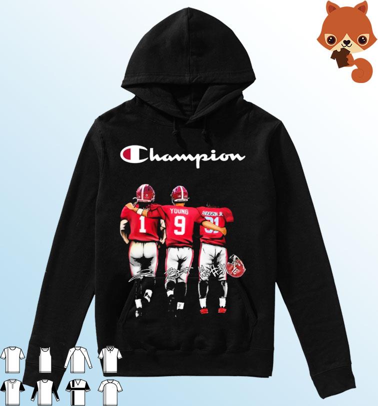 Champion Jameson Williams Bryce Young Will Anderson Jr Alabama Crimson Tide Signatures Shirt Hoodie