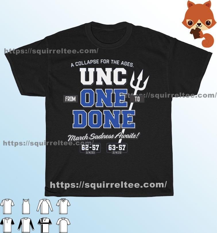 Duke Basketball A Collapse For The Ages UNC From One To Done March Sadness Awaits Shirt