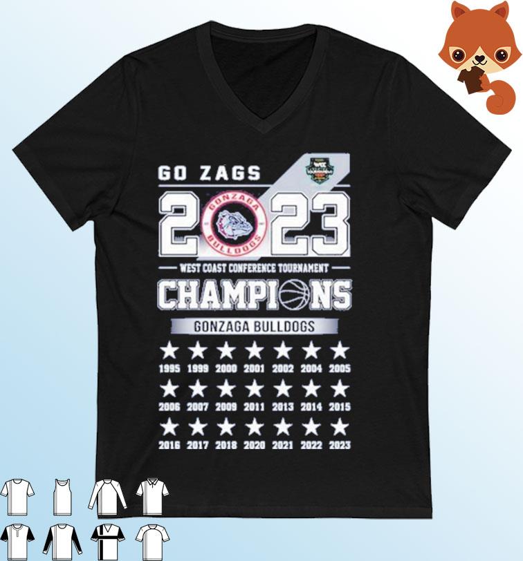 Gonzaga Bulldogs Go Zags 2023 WCC Conference Tournament Champions Shirt
