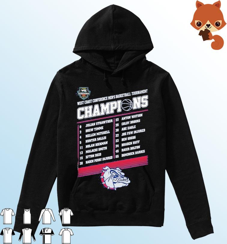 Gonzaga Bulldogs Names Player 2023 WCC Conference Tournament Champions Shirt Hoodie
