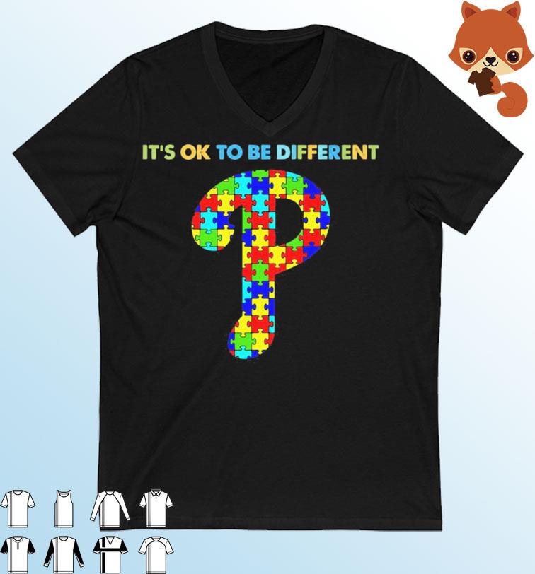 Philadelphia Phillies It's Ok To Be Different Autism Awareness Shirt