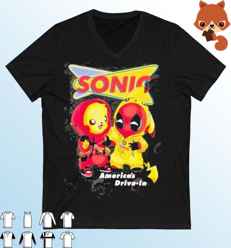 Sonic Deadpool and Pikachu America’s Drive In T-Shirt