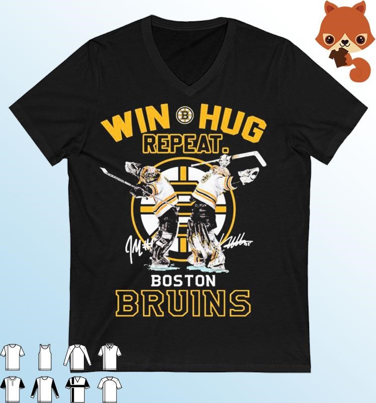 Jeremy Swayman And Linus Ullmark Win Hug Repeat Boston Bruins Shirt,  hoodie, sweater, long sleeve and tank top