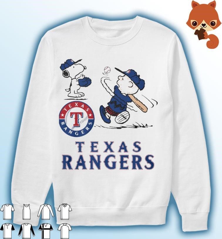 Peanuts Charlie Brown And Snoopy Playing Baseball Texas Rangers  shirt,sweater, hoodie, sweater, long sleeve and tank top