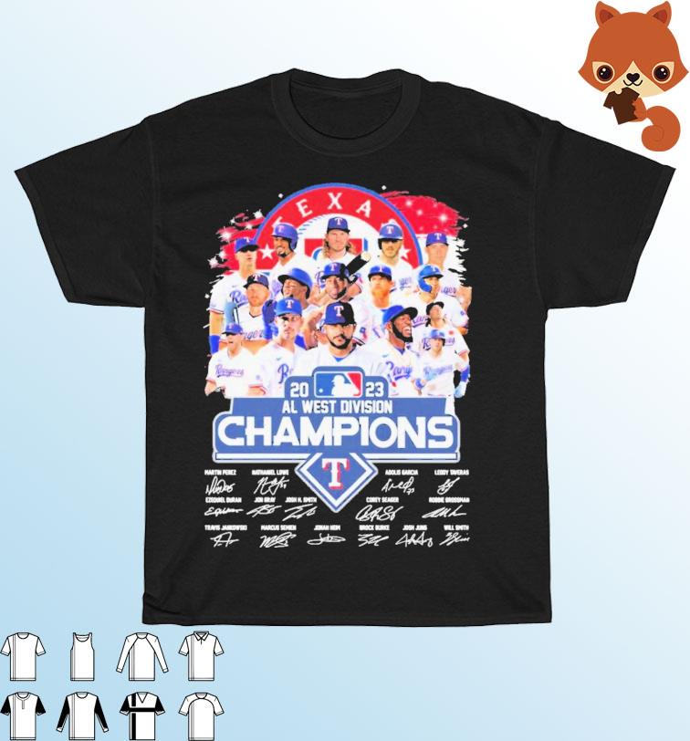 Texas Rangers 2023 AL West Division Champions Signatures shirt, hoodie,  sweater, long sleeve and tank top